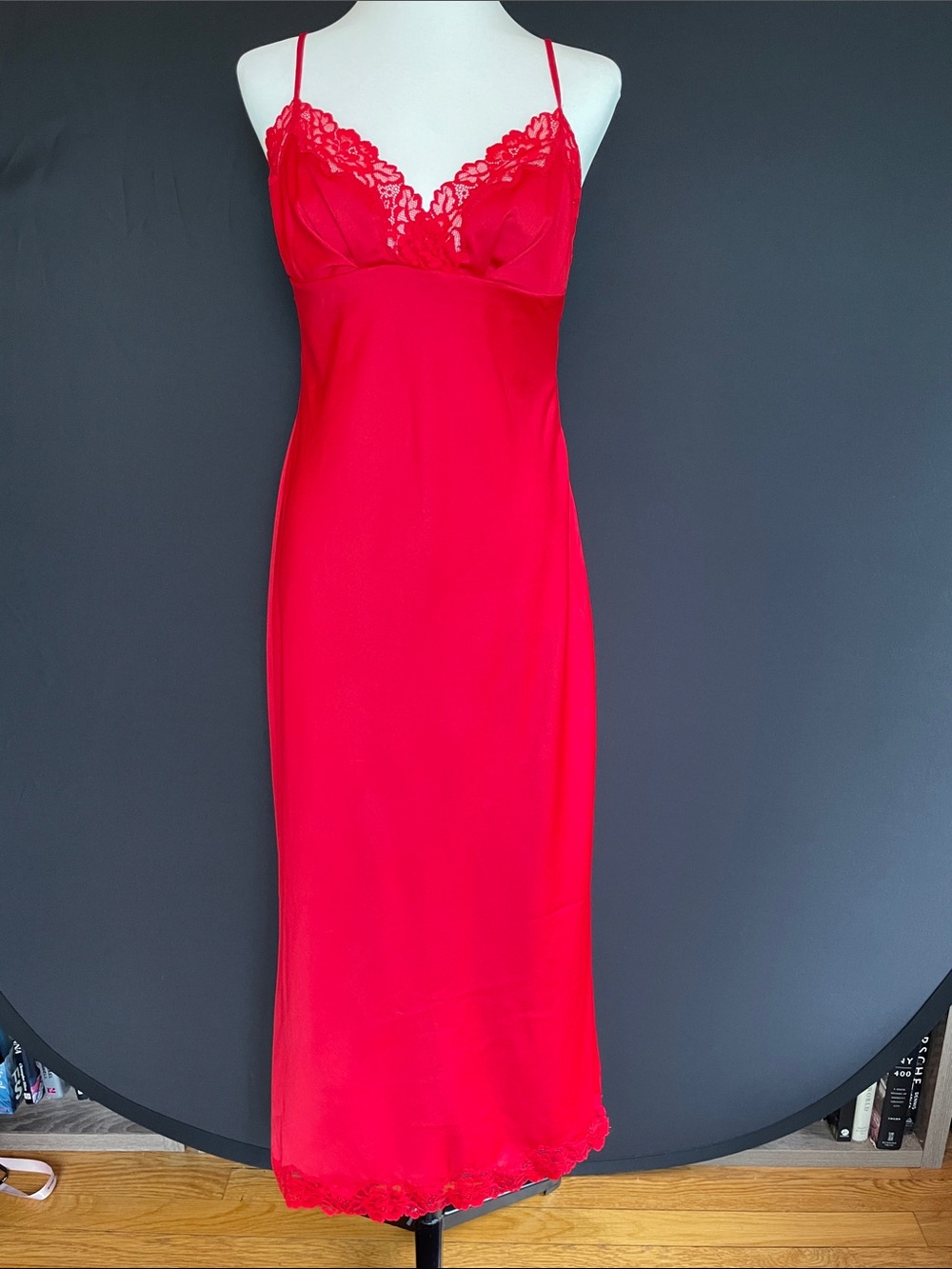 House of CB Red London Red Satin Slip Dress Size L